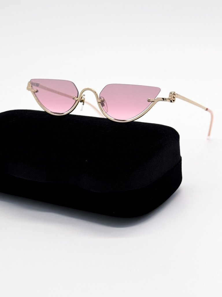 New Gucci Pink Gold Cat Eye Women Sunglasses Gg1603s 003